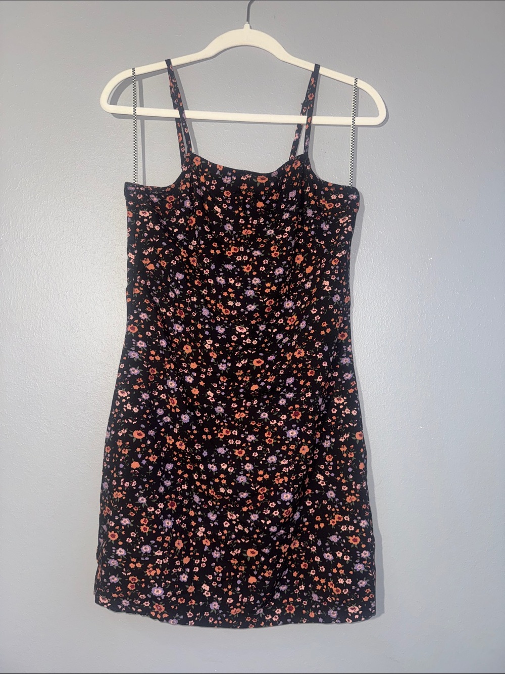 Vans Black Floral Slip Dress with Pink & Purple Blooms